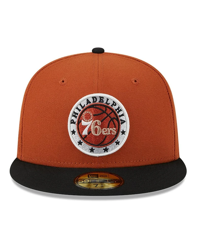 Men's New Era Rust, Black Philadelphia 76ers Two-Tone 59FIFTY Fitted Hat