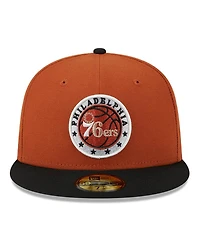 Men's New Era Rust, Black Philadelphia 76ers Two-Tone 59FIFTY Fitted Hat