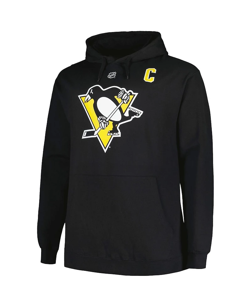 Men's Profile Sidney Crosby Black Pittsburgh Penguins Big and Tall Name Number Pullover Hoodie