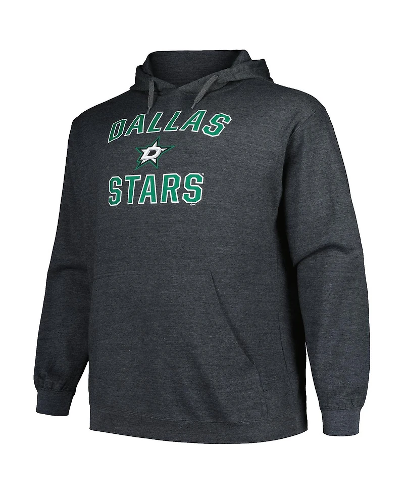 Men's Profile Heather Charcoal Dallas Stars Big and Tall Arch Over Logo Pullover Hoodie