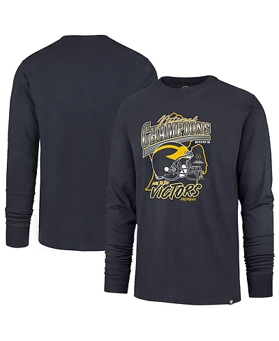 Men's '47 Brand Navy Michigan Wolverines College Football Playoff 2023 National Champions State Outline Franklin Long Sleeve T-shirt