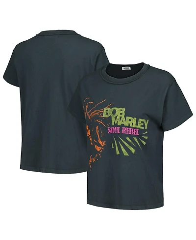 Women's Daydreamer Black Distressed Bob Marley Soul Rebel Reverse Girlfriend T-shirt