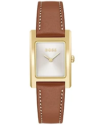 Hugo Boss Women's Lucy Quartz Basic Slim Brown Leather Watch 23mm