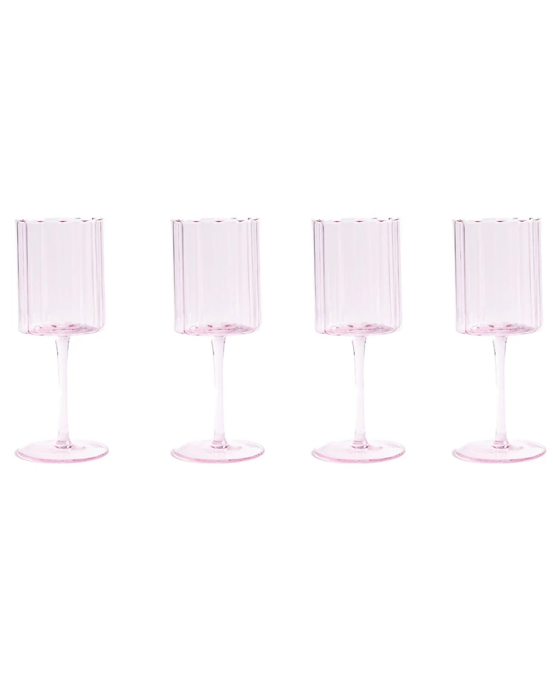 Jeanne Fitz Scalloped Rim Fluted Wine Glasses, Set of 4