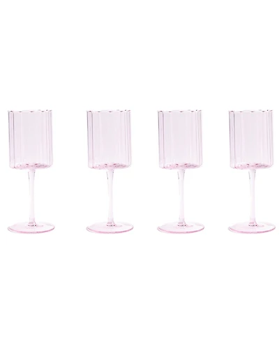 Jeanne Fitz Scalloped Rim Fluted Wine Glasses, Set of 4