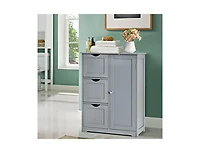 Bathroom Floor Cabinet Side Storage with 3 Drawers and 1 Cupboard