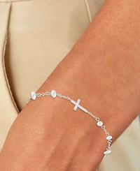 Children's Imitation Pearl & East West Cross Chain Bracelet
