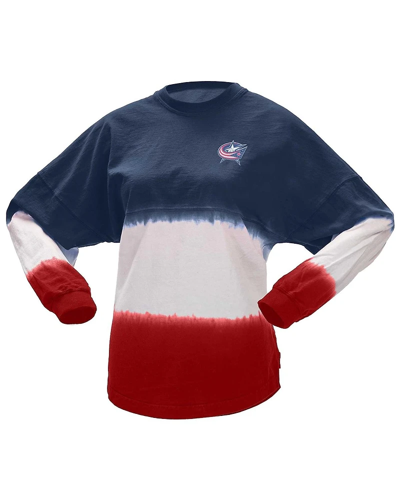 Women's Spirit Jersey Navy, Red Columbus Blue Jackets Ombre Long Sleeve T-shirt