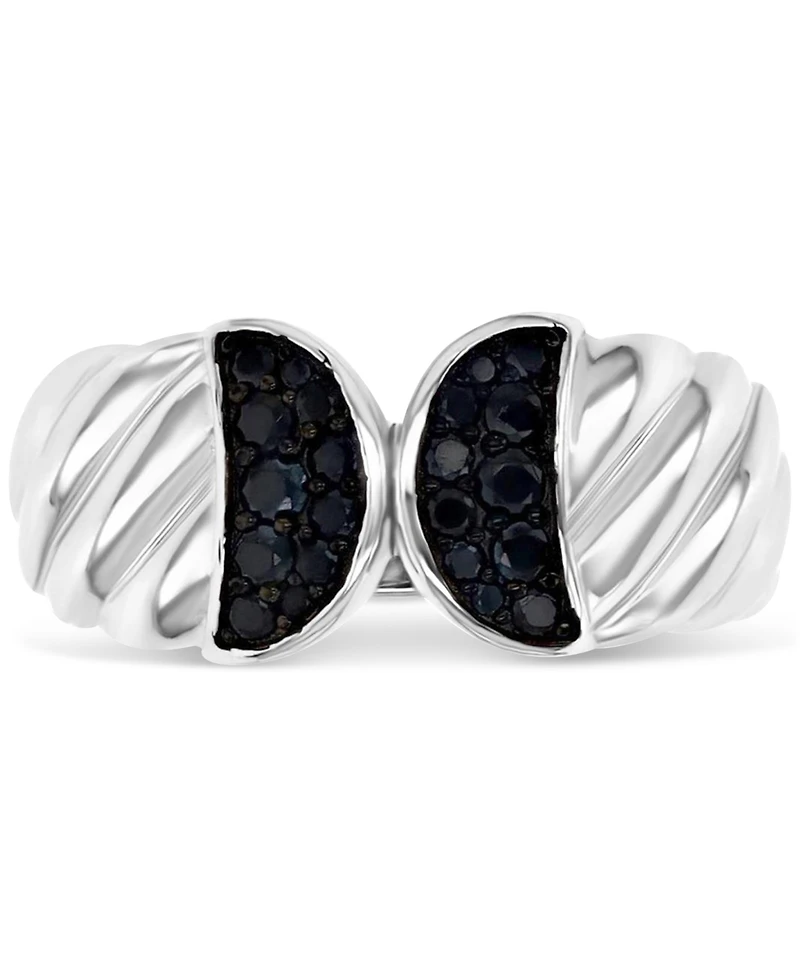 Black Spinel Ridge Textured Statement Ring (3/8 ct. t.w.) Sterling Silver