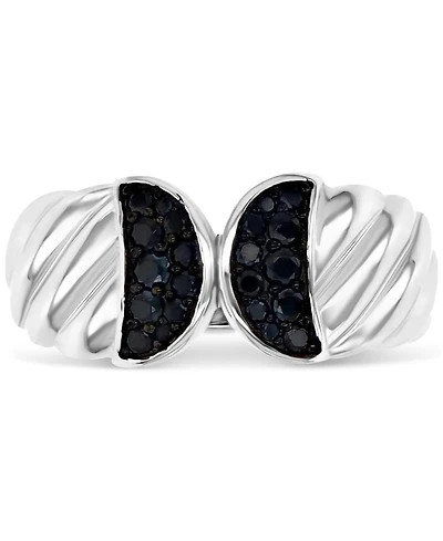 Black Spinel Ridge Textured Statement Ring (3/8 ct. t.w.) Sterling Silver