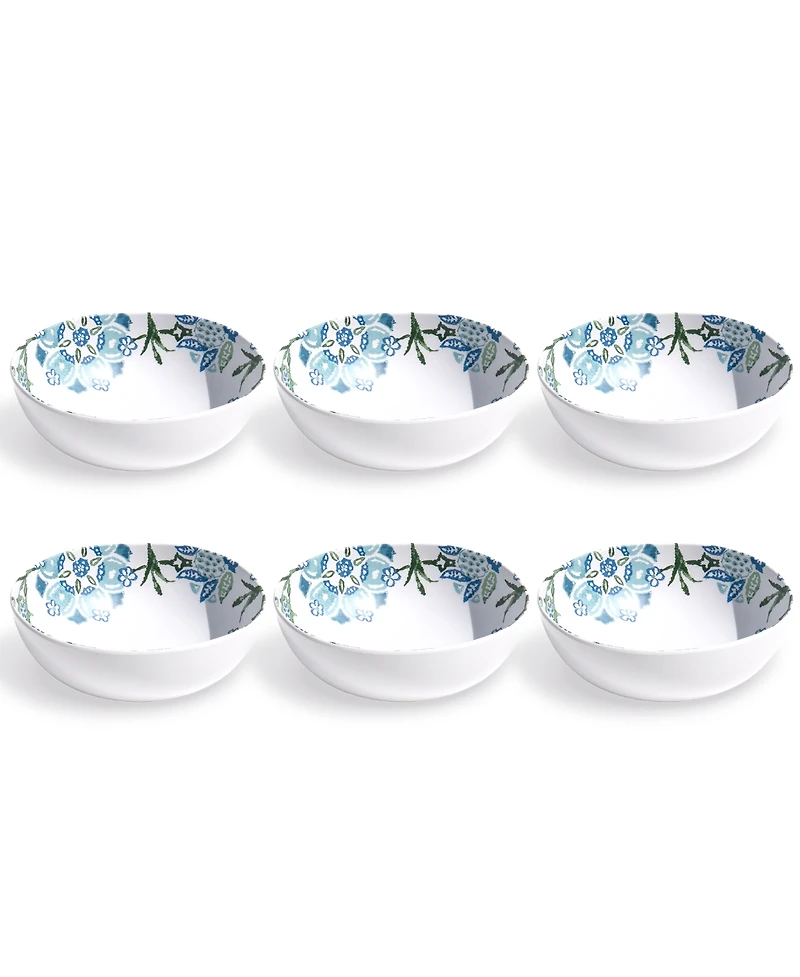 Abode Homewares Hana Ikat 7" Cereal Bowls 34 oz, Set of 6, Service for 6