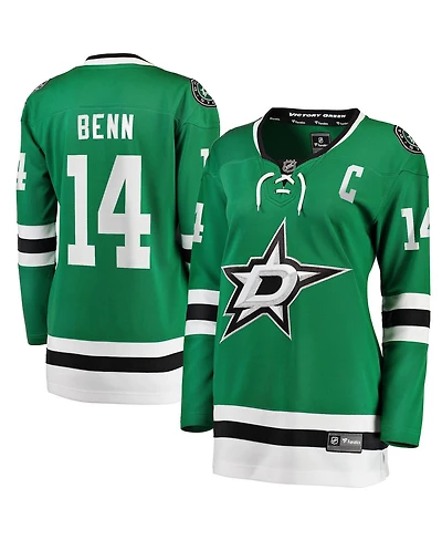 Women's Fanatics Jamie Benn Kelly Green Dallas Stars Captain Patch Home Breakaway Player Jersey
