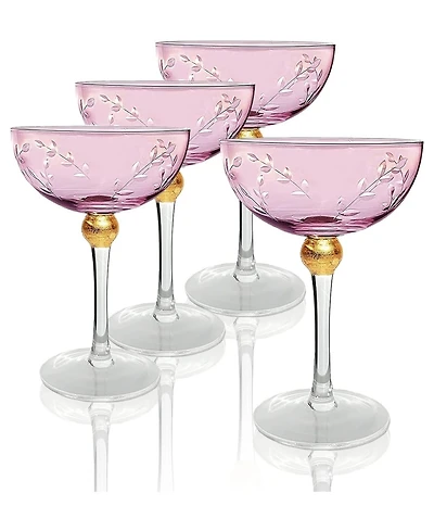 The Wine Savant Pallo Tinted Glass Crystal Champagne Saucer, 9 oz Set of 4