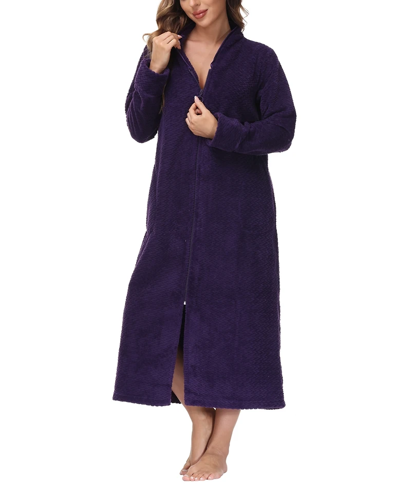 Ink+Ivy Women's Front Zipper Plush Robe