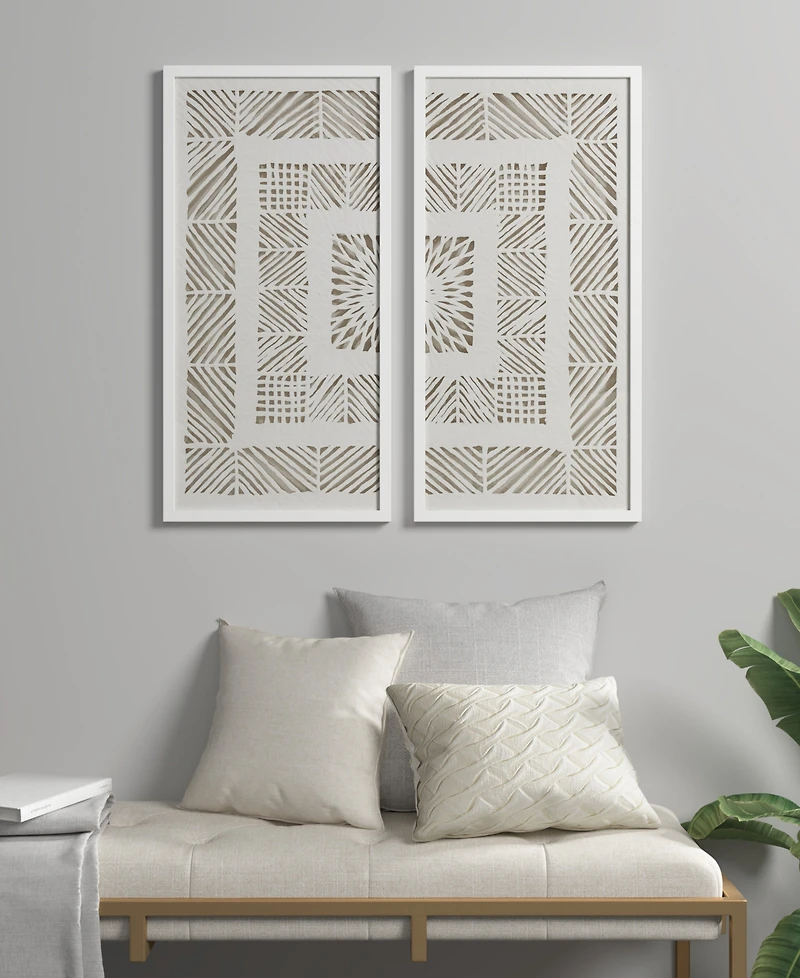 Madison Park Tala Framed Geometric Rice Paper Panel 2-Pc. Shadowbox Wall Decor Set