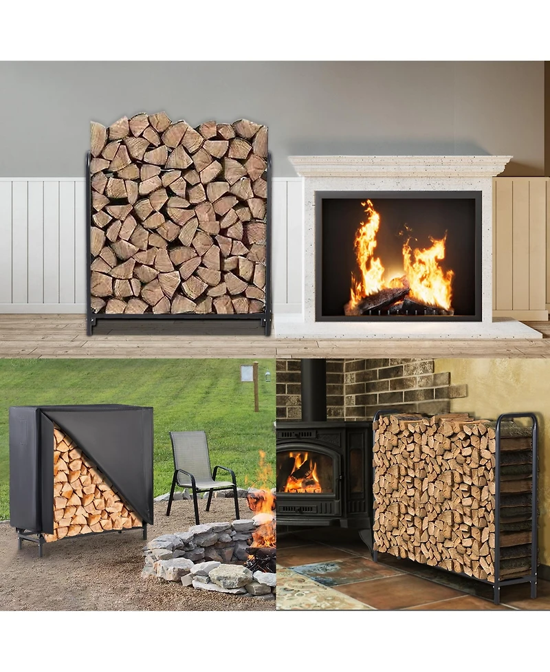 Lugo Heavy-Duty Waterproof Outdoor Firewood Rack with Cover 4ft