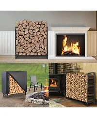 Lugo Heavy-Duty Waterproof Outdoor Firewood Rack with Cover 4ft