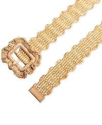 Sam Edelman Women's Scalloped Edge Raffia Woven Belt