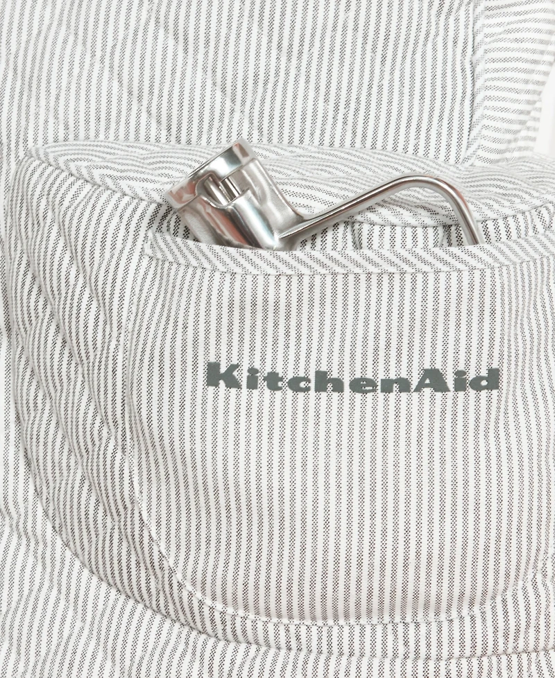KitchenAid Fitted Tilt-Head Ticking Stripe Stand Mixer Cover with Storage Pocket Quilted, 14.37" x 18" 10"