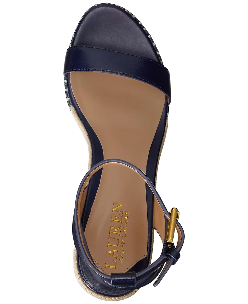 Lauren Ralph Women's Hilarie Ankle-Strap Espadrille Platform Wedge Sandals