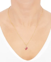 Lab-Grown Ruby (5/8 ct. t.w.) Leaf Pendant On 18" Rope Chain in 10k Yellow Gold