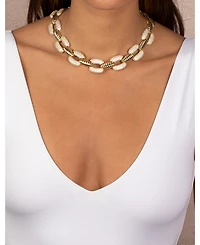 by Adina Eden Pave Ridged Open Flat Square Link Choker Necklace