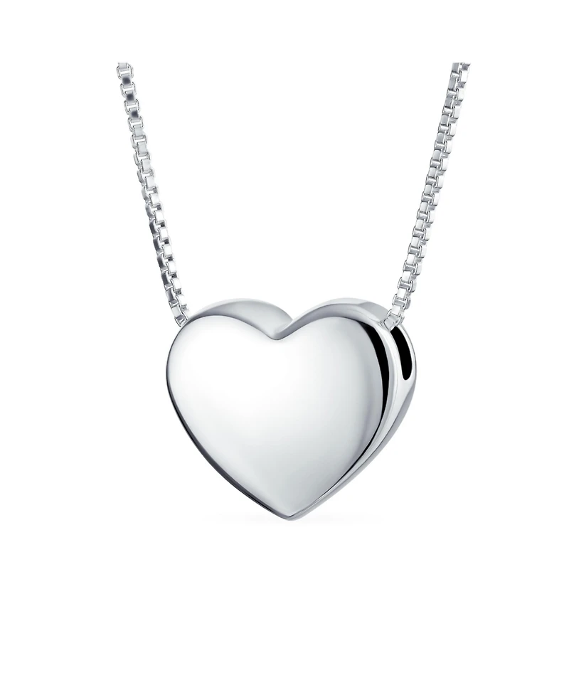 Bling Jewelry Plain Simple Heart Pendant Necklace Slide Pendant Sterling Silver