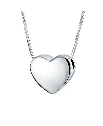 Bling Jewelry Plain Simple Heart Pendant Necklace Slide Pendant Sterling Silver
