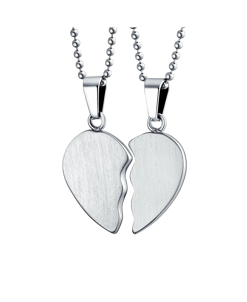 Bling Jewelry Bff Mother Daughter Breakable Split 2 pcs Set Broken Heart Break Apart Puzzle Pendant Necklace Mom Stainless Steel