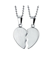 Bling Jewelry Bff Mother Daughter Breakable Split 2 pcs Set Broken Heart Break Apart Puzzle Pendant Necklace Mom Stainless Steel
