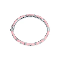 Bling Jewelry Tiny Bangle Bracelet Enamel Cz Pave Hearts Silver Plated Small Wrist 6 Inch