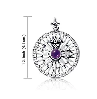 Bling Jewelry Celtic Round Medallion Navigation Direction Graduation Large Fleur De Lis Nautical Rose Compass Pendant Necklace Purple Cz Oxidized Ster