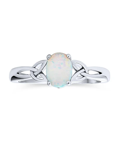 Bling Jewelry Dainty Bff Triquetra Celtic Love Knot Oval Synthetic Opal Ring Promise Sterling Silver