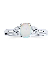 Bling Jewelry Dainty Bff Triquetra Celtic Love Knot Oval Synthetic Opal Ring Promise Sterling Silver