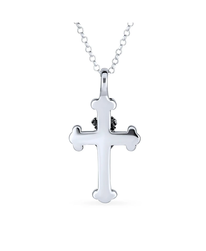 Bling Jewelry Ancient Saint James Fleur De Lis Cross Pendant Necklace in Oxidized Silver