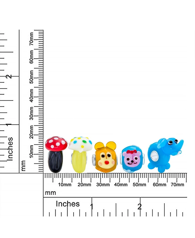 Bling Jewelry 3D Cartoon Fairy Tale Story Book Lamp Work Glass Mushrooms Elephant Stuff Animal Teddy Bear Charm Bead Fits European Charm Bracelet Ster