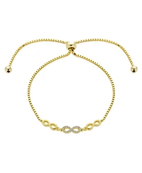 Bling Jewelry Delicate Dainty Symbols Love Knot Trio Multi Cz Accent Infinity Bolo Bracelet Yellow Gold Plated Sterling Silver Adjustable Slide