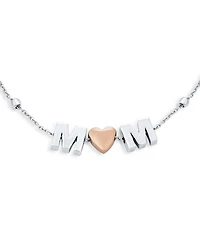 Bling Jewelry Dainty Delicate Block Letters Station Rose Heart Mom Word Bracelet Mother Sterling Silver 7.5 Inch