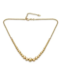 Bling Jewelry Classic Elegant Simple Round Ball Strand Necklace Yellow Gold Plated Adjustable Graduated 3-10MM
