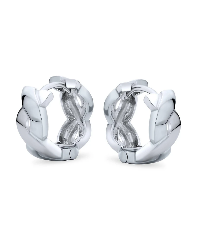 Bling Jewelry Classic Love Knot Symbol Twist Rope Braid Wide Infinity Huggie Hoop Earrings Sterling Silver