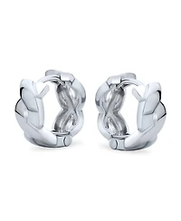Bling Jewelry Classic Love Knot Symbol Twist Rope Braid Wide Infinity Huggie Hoop Earrings Sterling Silver