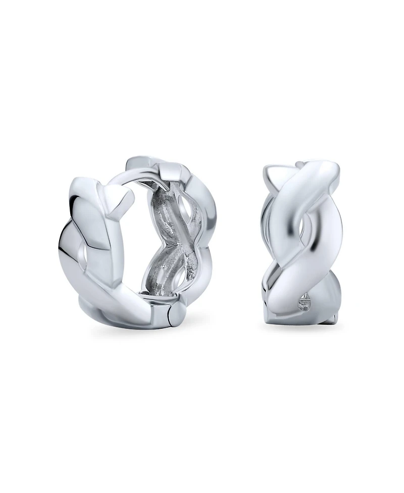 Bling Jewelry Classic Love Knot Symbol Twist Rope Braid Wide Infinity Huggie Hoop Earrings Sterling Silver