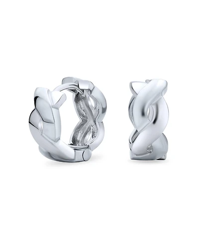 Bling Jewelry Classic Love Knot Symbol Twist Rope Braid Wide Infinity Huggie Hoop Earrings Sterling Silver