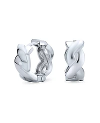 Bling Jewelry Classic Love Knot Symbol Twist Rope Braid Wide Infinity Huggie Hoop Earrings Sterling Silver
