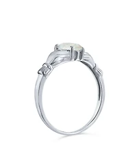 Bling Jewelry Sorority Sister Silver Ring Opal Claddagh Design - Celtic Friendship