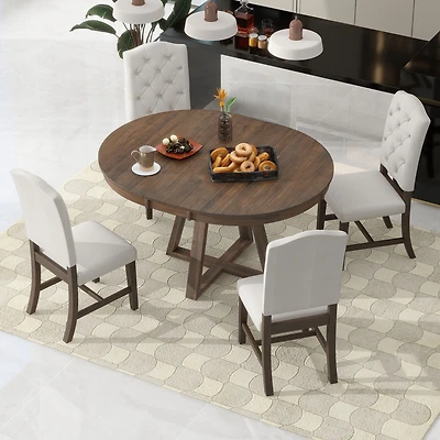 Streamdale Retro 5-Piece Dining Set with Round Table and Chairs