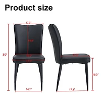 Streamdale Set of 4 modern black dining chairs, Pu leather, metal legs