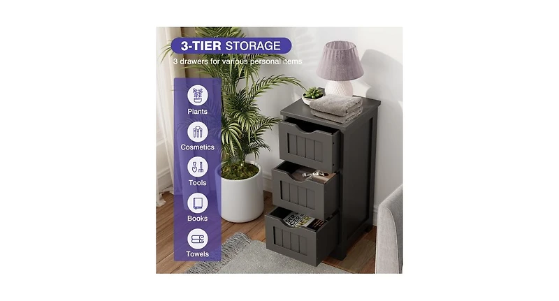 Slickblue Bathroom Floor Freestanding Storage Organizer with 3 Drawers