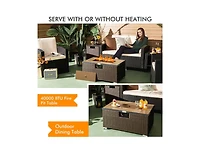 Slickblue 32 x 20 Inch Propane Rattan Fire Pit Table Set with Side Table Tank and Cover