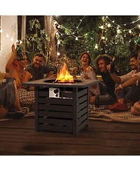 Square Propane Fire Pit Table with Lava Rocks and Rain Cover